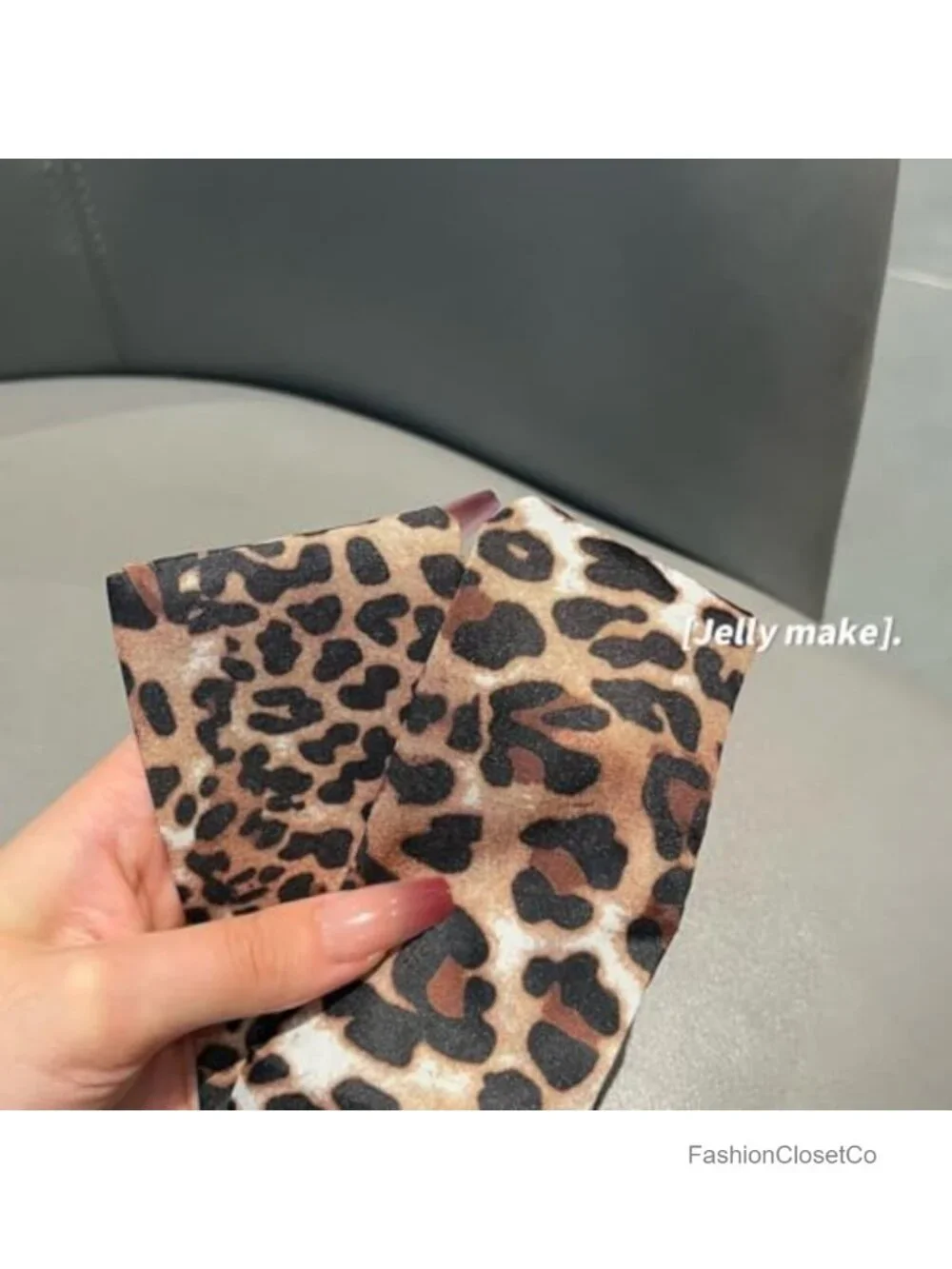 Long Thin Leopard Skinny Scarf for Women - Cheetah Printed Satin Ribbon Tie,